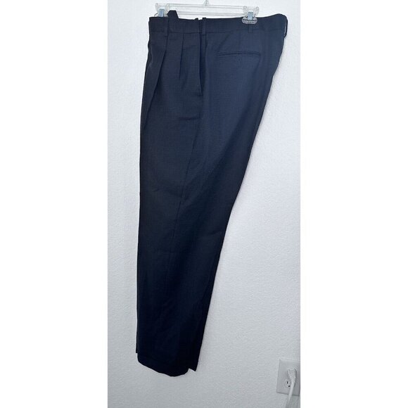 Men's Roundtree  & Yorke‎ Blue Chino Pants Pincheck Wool Pleated Size 38 x 32 - Picture 2 of 8